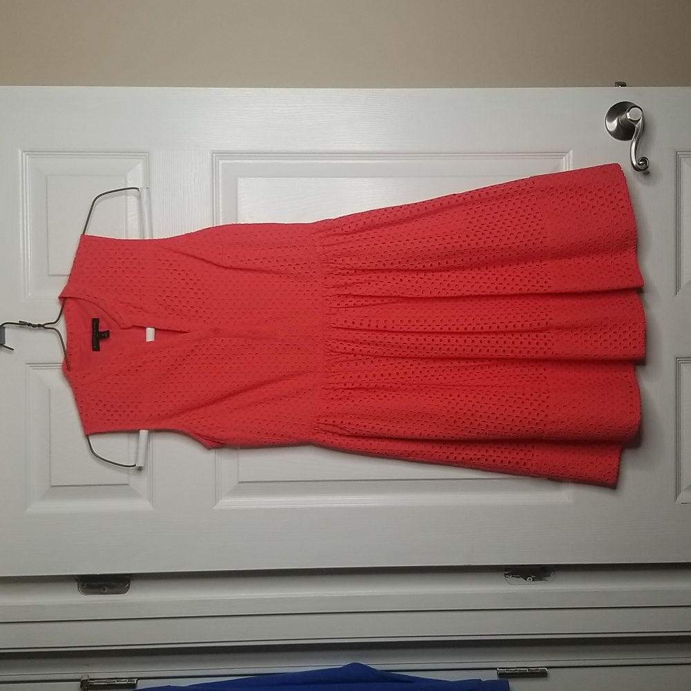 Banana Republic Coral Orange Eyelit Lined Dress